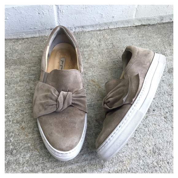 taupe suede slip on sneakers
